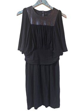 Cut25 by Yigal Azrouel Black Open Sleeve Midi Waist Band Dress, Sz. 6